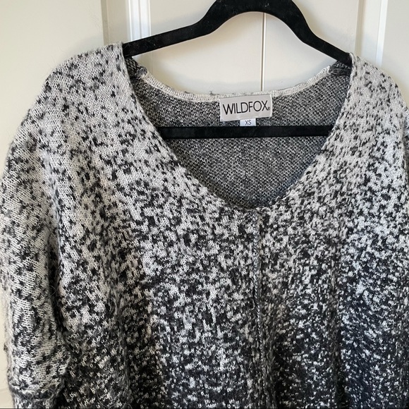 Wildfox Alpaca Wool Blend Black & White Ombre Pixel Party Relaxed Fit Sweater - Picture 4 of 15